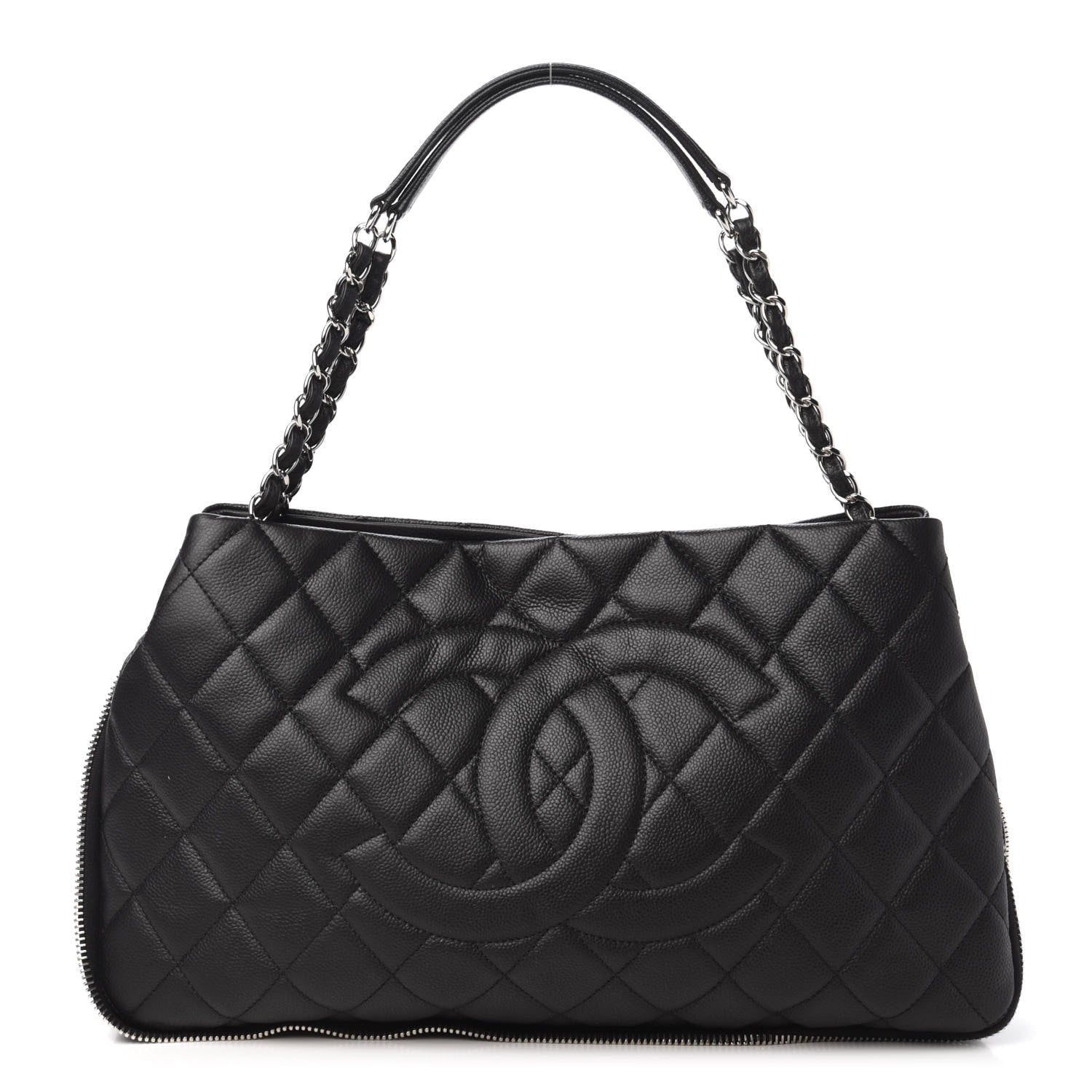 Chanel Caviar Quilted Expandable Zip Shoulder Bag Black 1 of 10