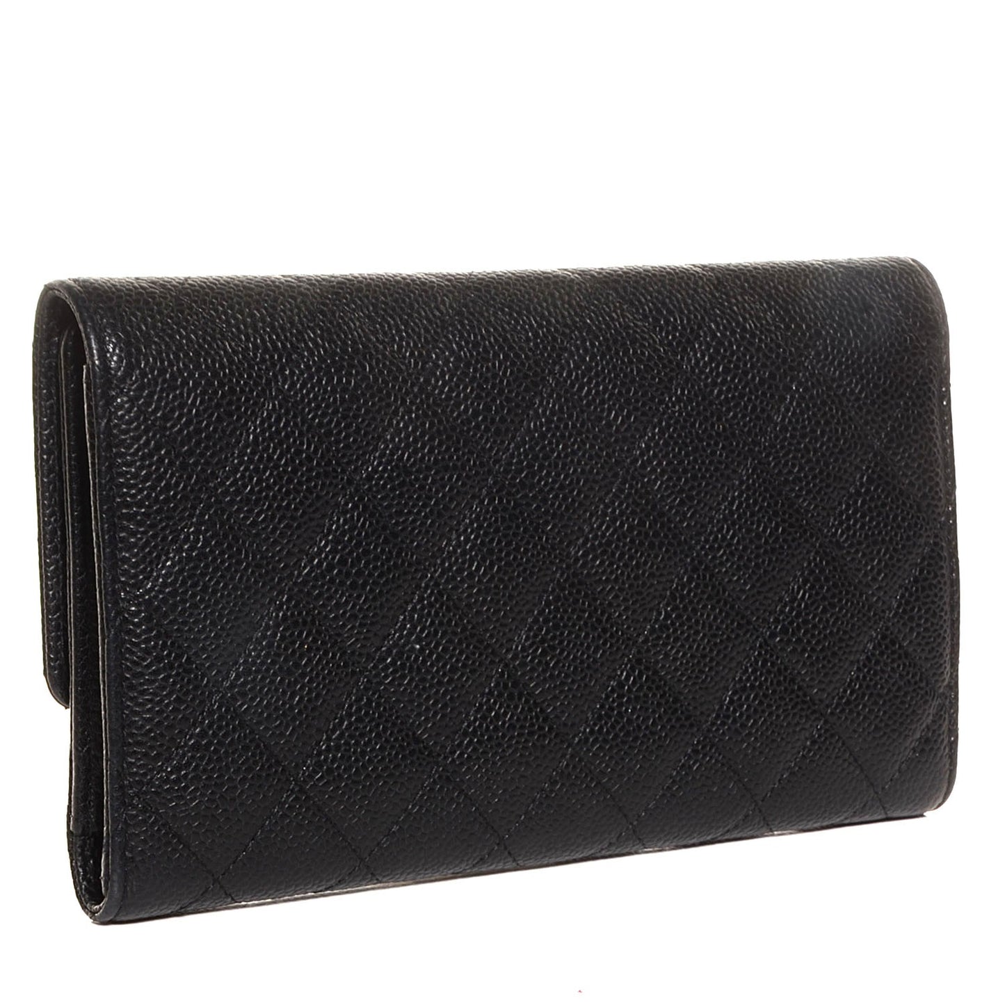 Caviar Quilted Large Flap Wallet Black