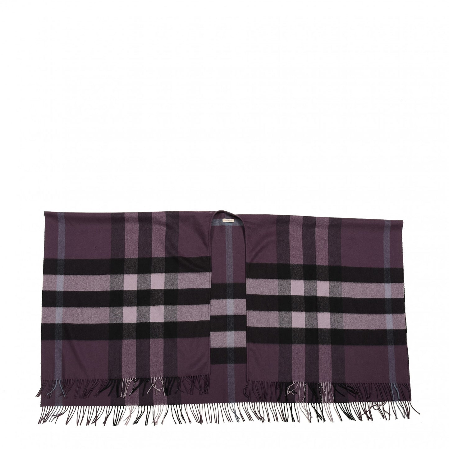 Wool Solid To Check Charlotte Cape Scarf Plumb