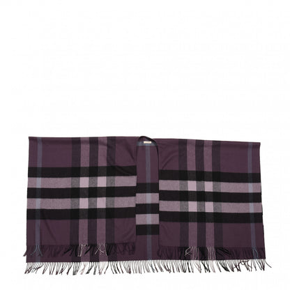 Burberry Wool Solid To Check Charlotte Cape Scarf Plumb 1 of 3