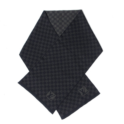 Louis Vuitton Wool Petit Damier Graphite Scarf Black 1 of 4