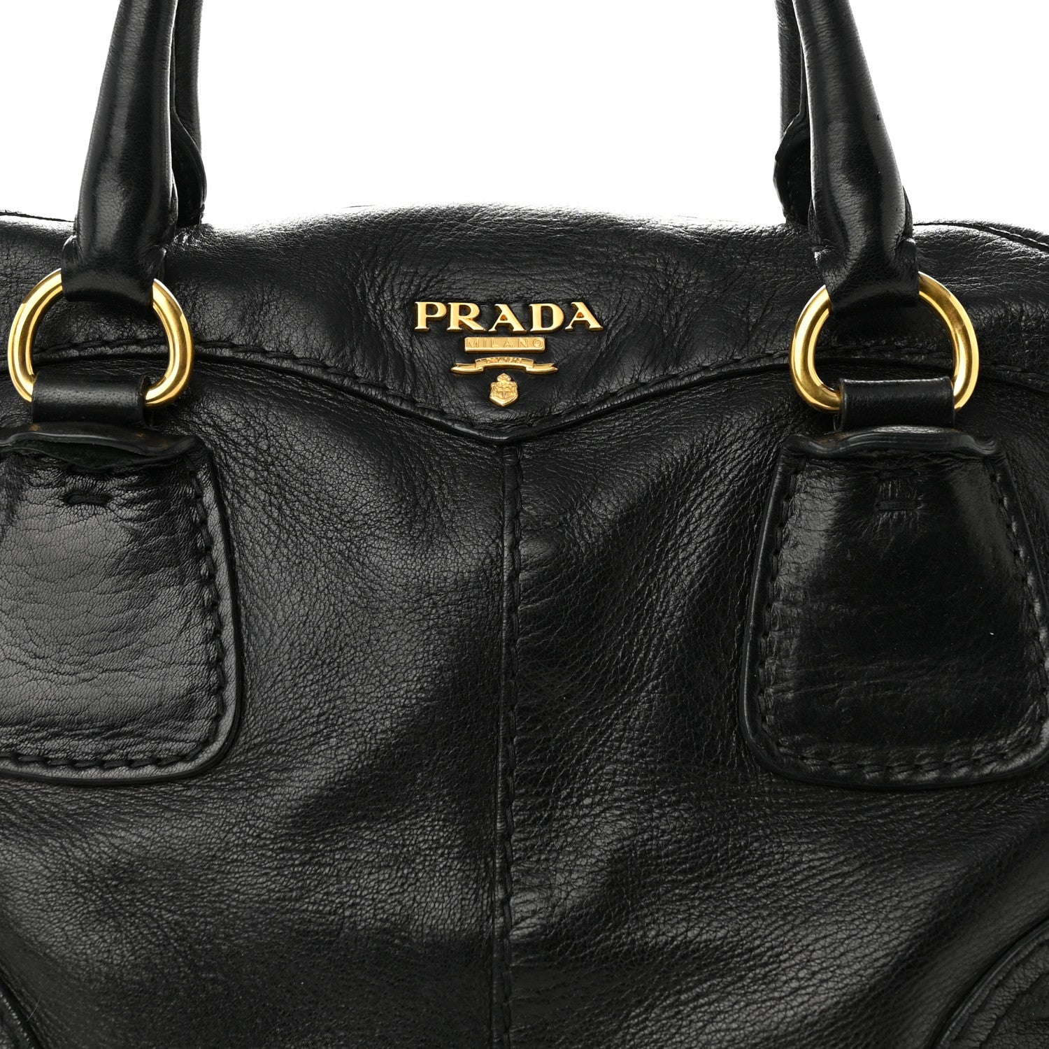 Prada Cervo Shine Shoulder Bag Black 9 of 14