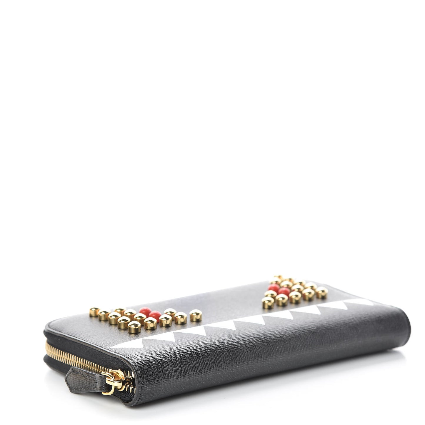 Vitello Elite Studded Monster Zip Around Wallet Black