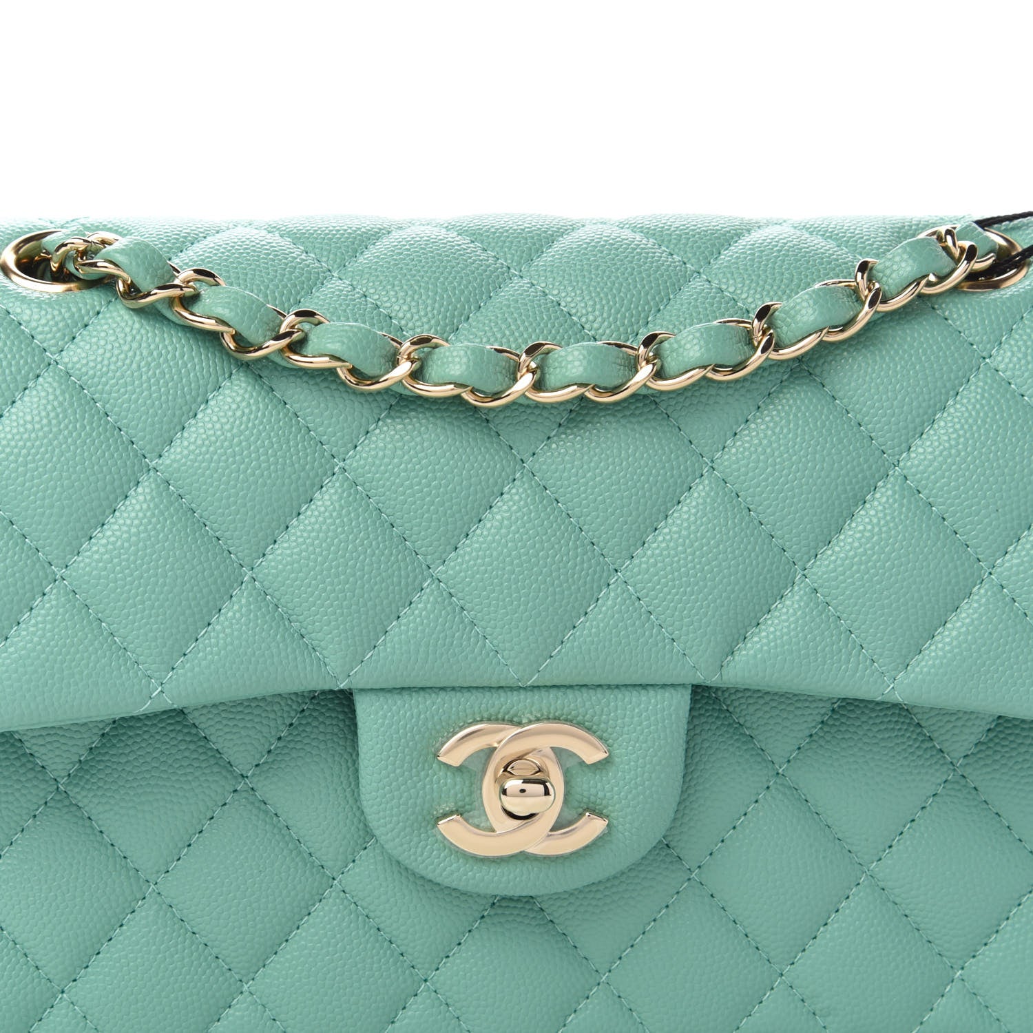Chanel Caviar Quilted Small Double Flap Light Green 10 of 11