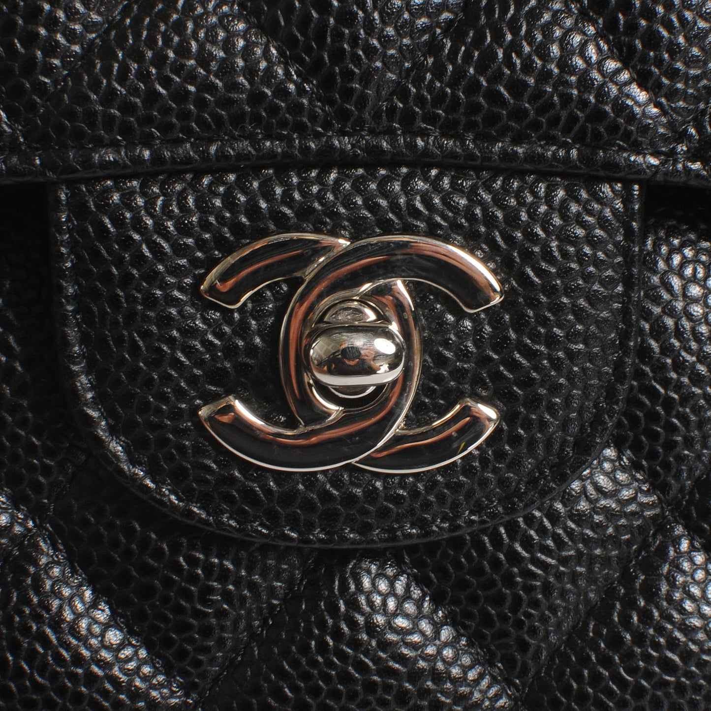 Caviar Quilted Medium Double Flap Black