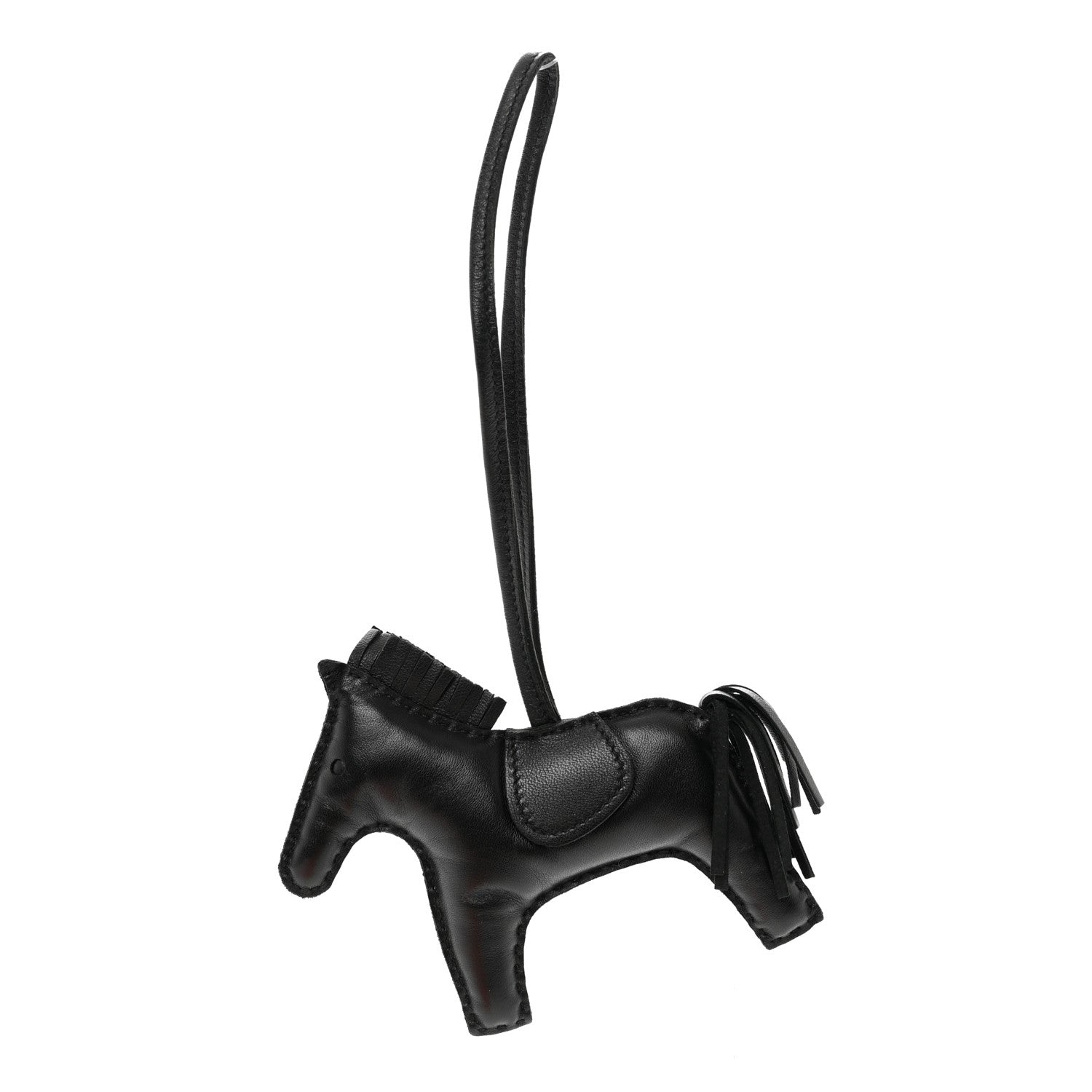 Hermes Milo Lambskin Grigri Rodeo Horse Bag Charm MM So Black 1 of 4