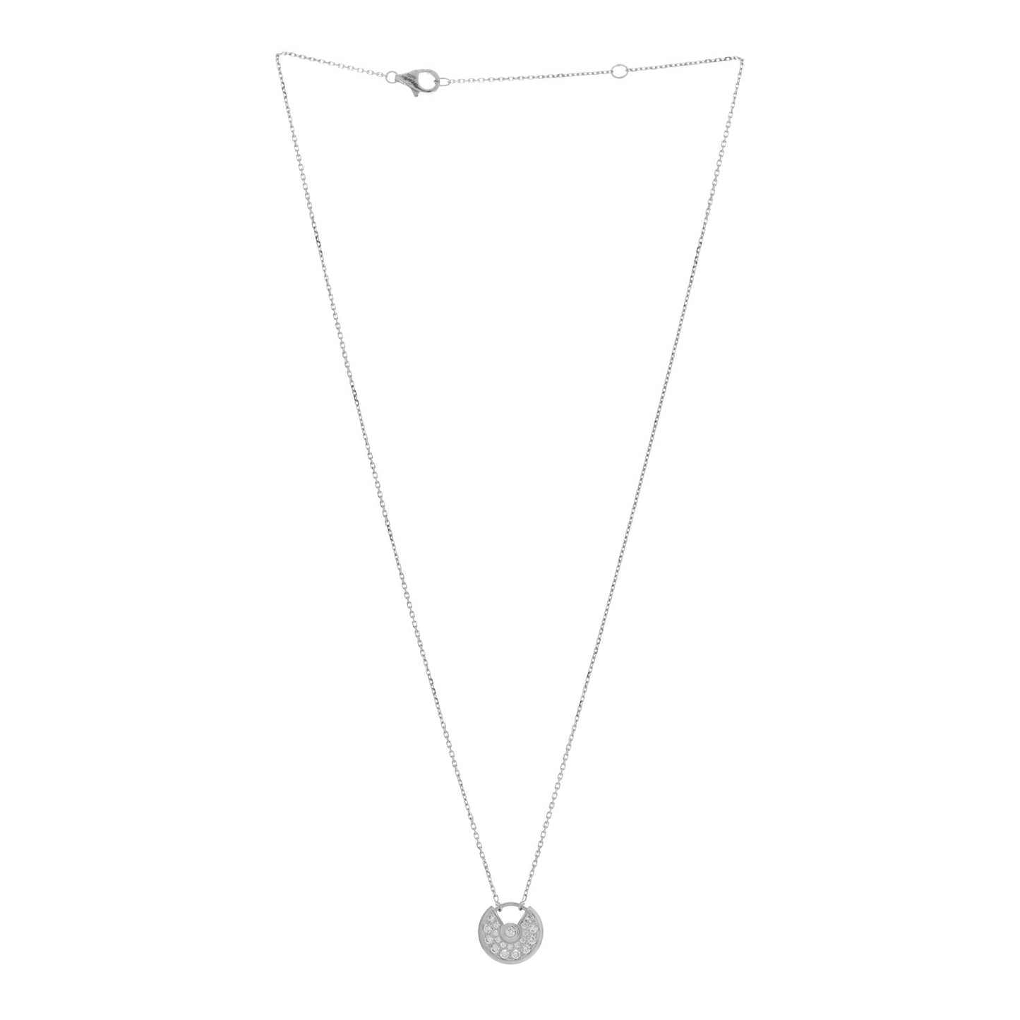 18K White Gold Diamond XS Amulette de Cartier Pendant Necklace