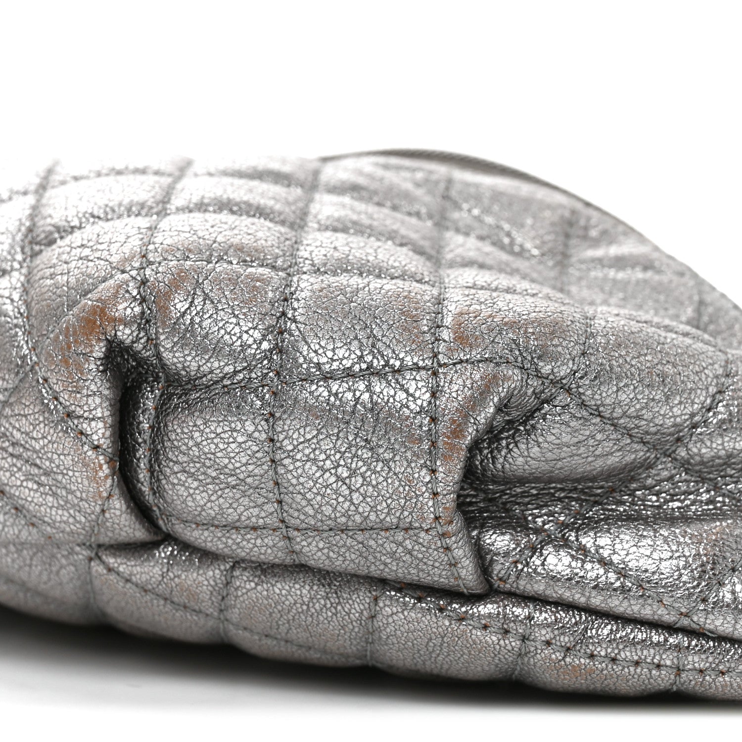 Chanel Metallic Goatskin Quilted Banane Waist Bag Fanny Pack Silver 9 of 9