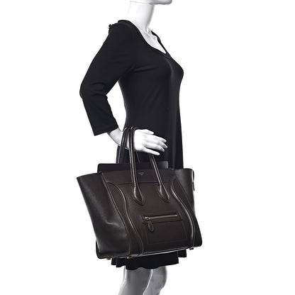 Celine Drummed Calfskin Mini Luggage Anthracite 2 of 17