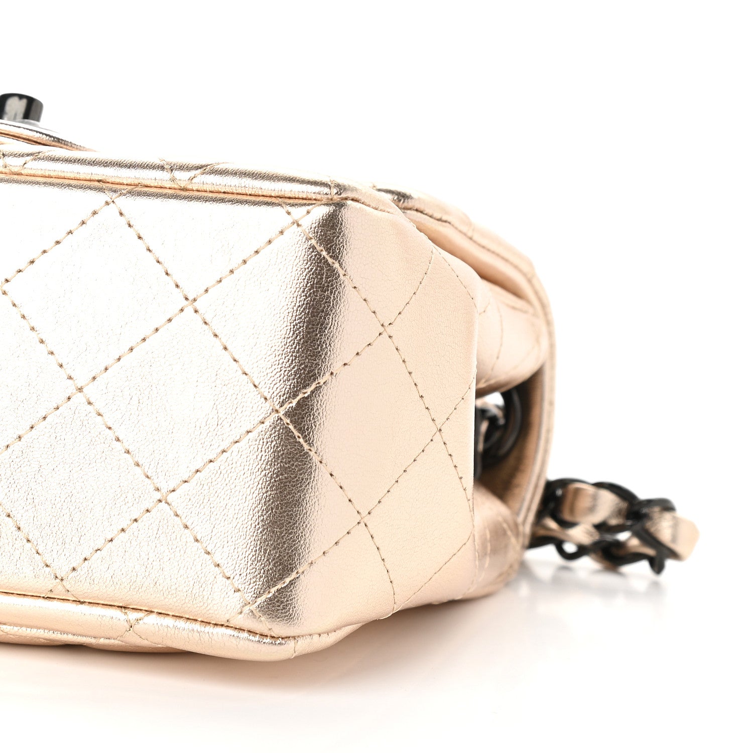 Chanel Metallic Lambskin Quilted Mini Square Flap Gold Black 9 of 9