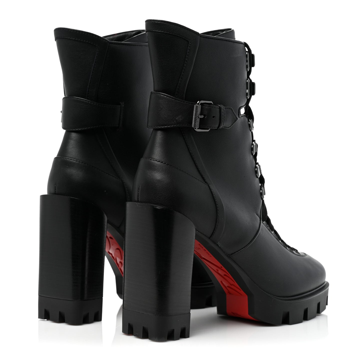 Calfskin Macademia 100 Biker Platform Boots 40.5 Black