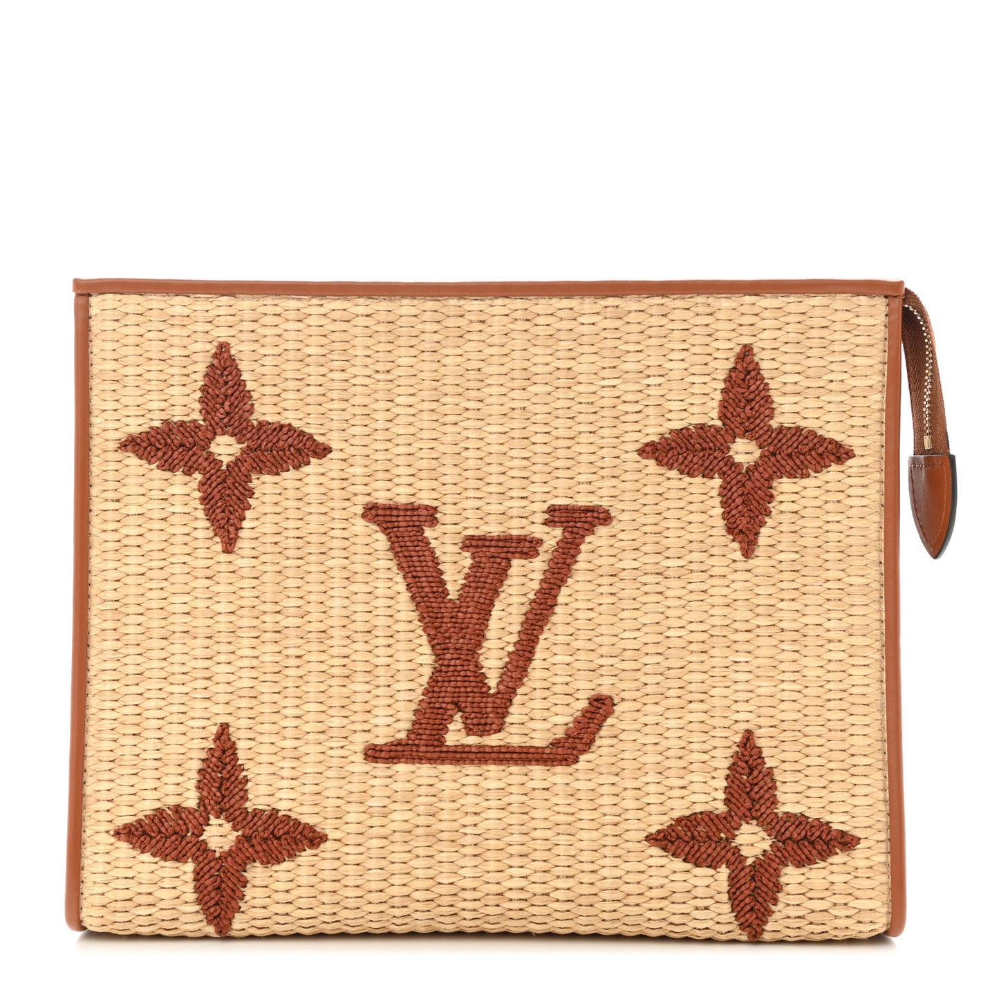 Raffia Monogram Giant Toiletry Pouch 26 Tan