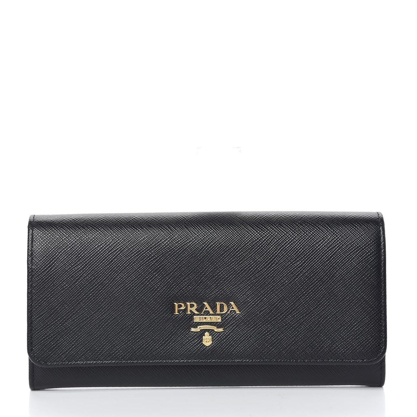 Saffiano Metal Continental Flap Wallet Black