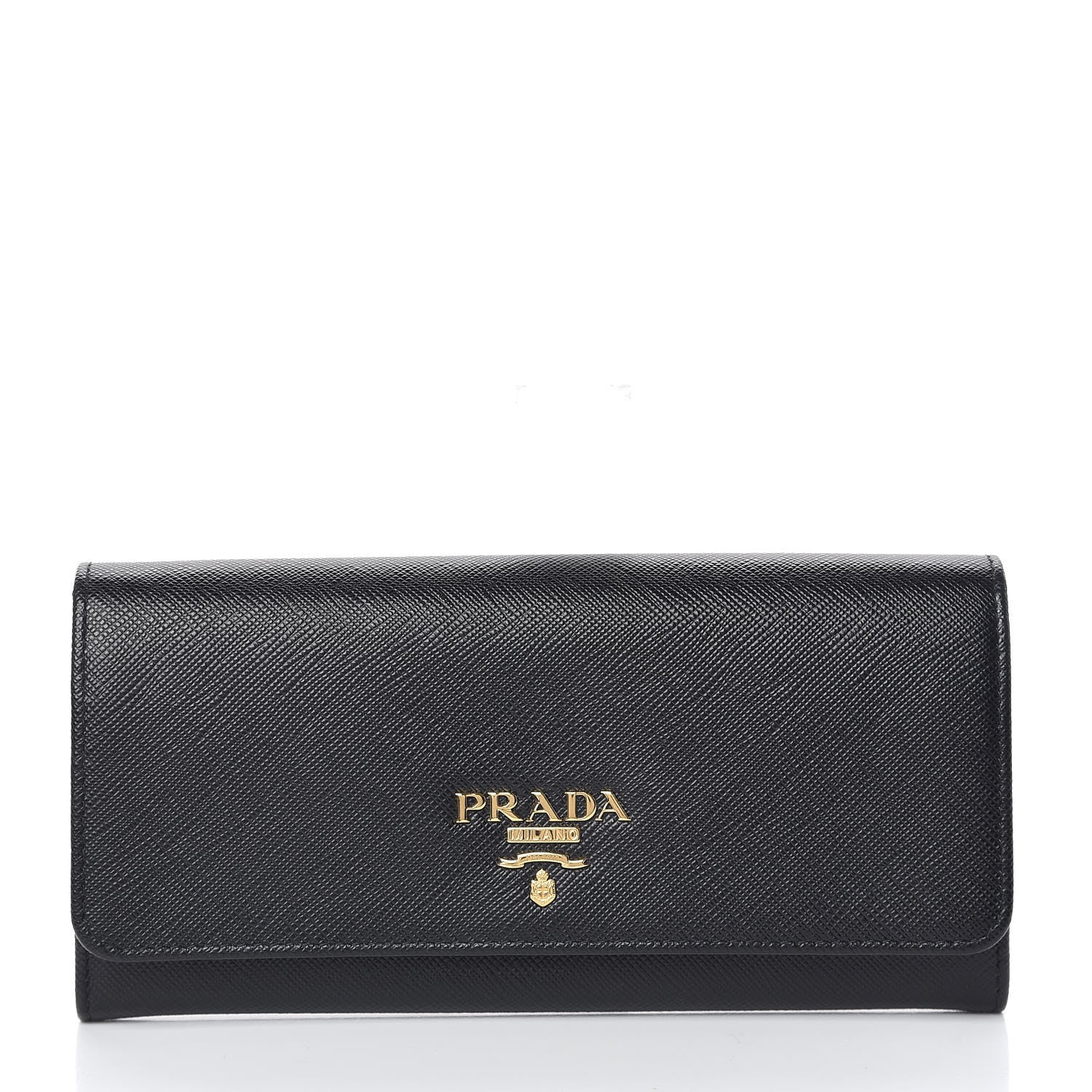 Prada Saffiano Metal Continental Flap Wallet Black 3 of 8