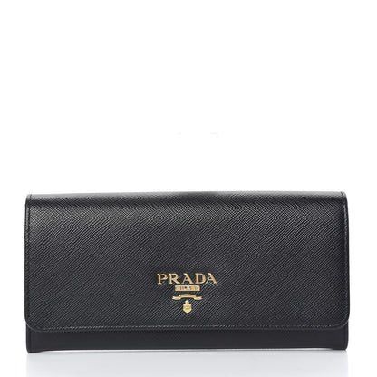 Prada Saffiano Metal Continental Flap Wallet Black 3 of 8