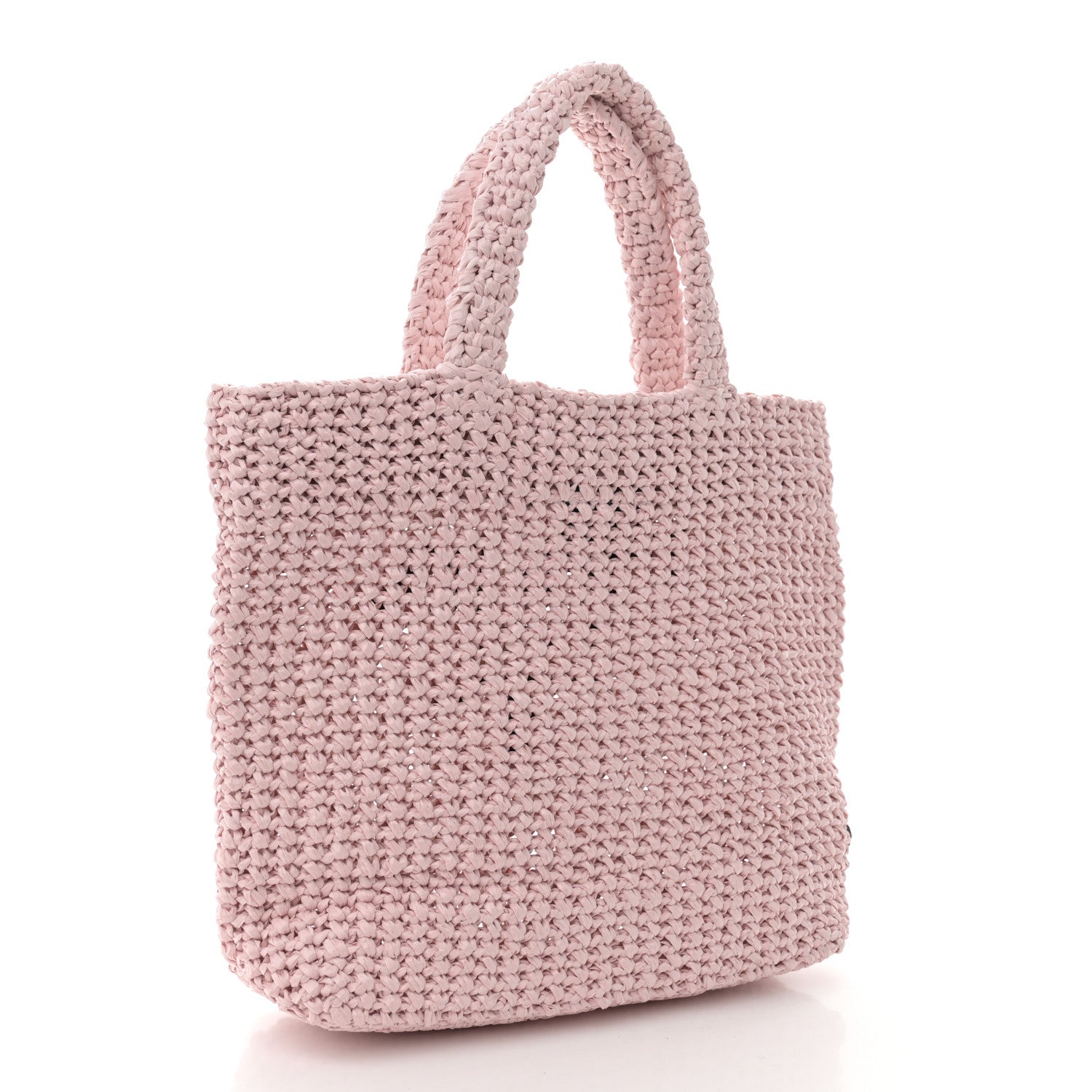 Prada Yarn Raffia Effect Crochet Small Logo Tote Alabastro 3 of 11