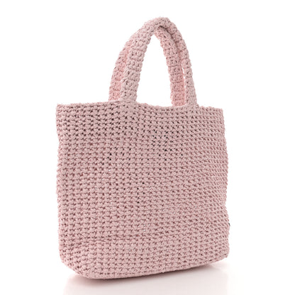 Prada Yarn Raffia Effect Crochet Small Logo Tote Alabastro 3 of 11