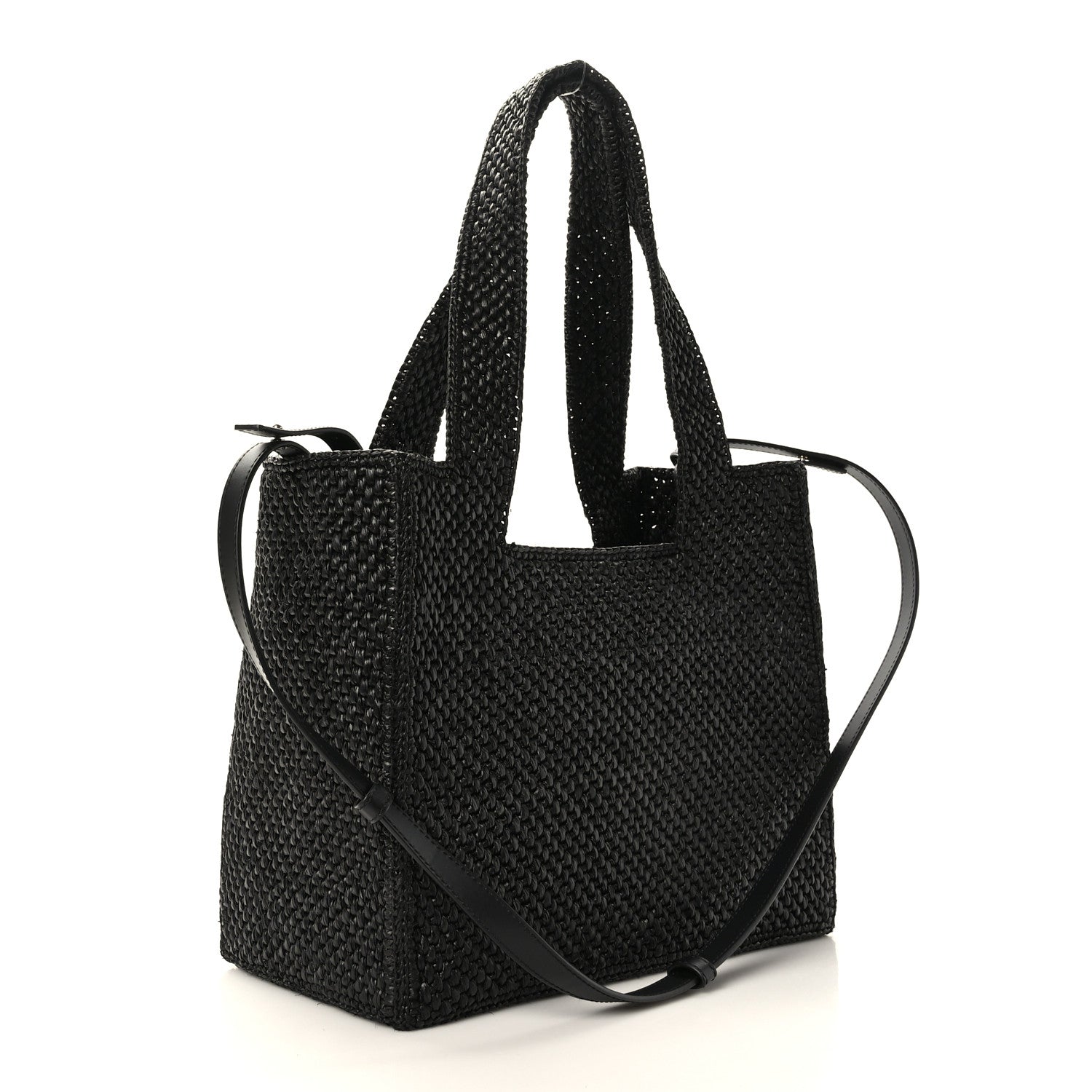 Loewe Raffia Medium Paula's Ibiza Logo Tote Black White 3 of 8