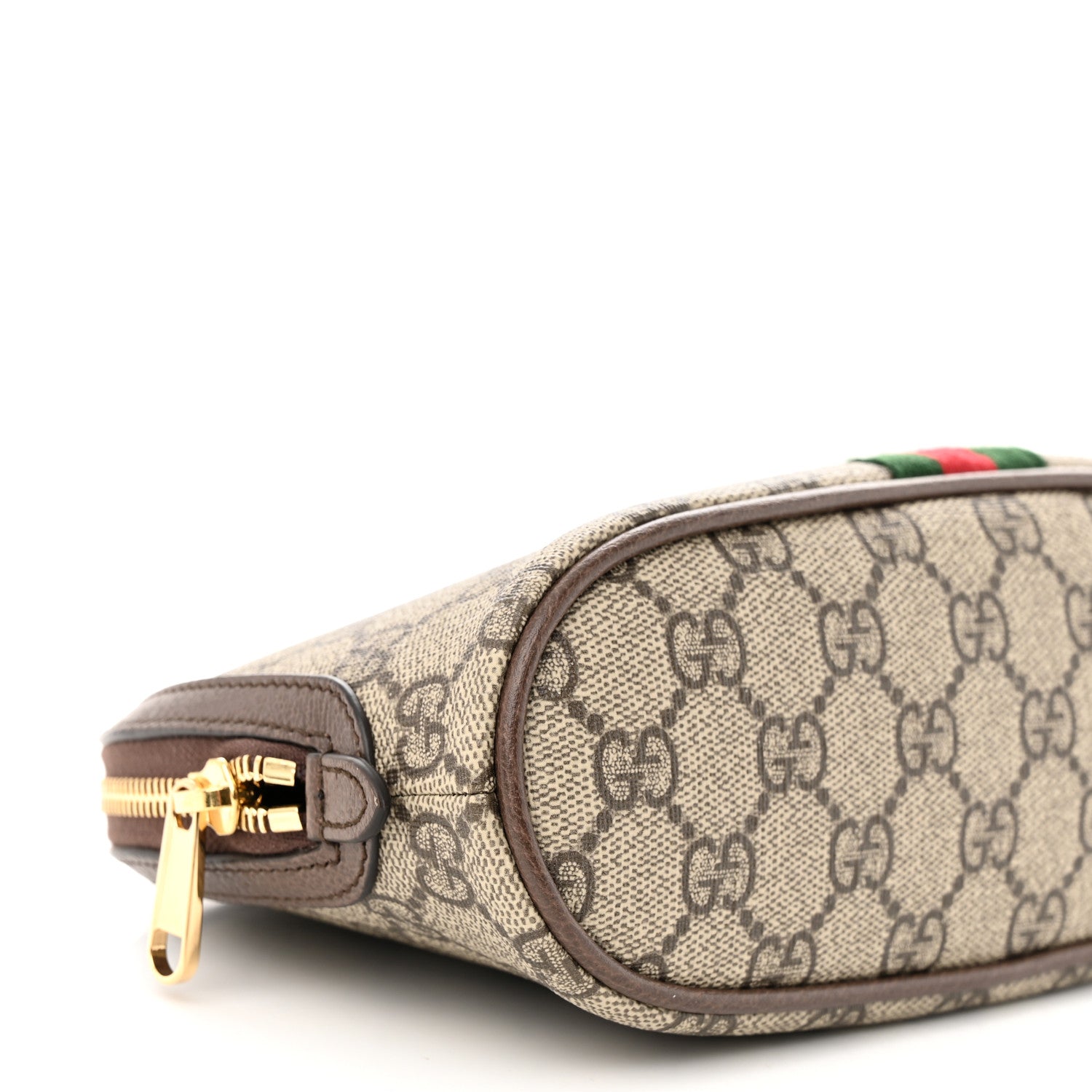 Gucci GG Supreme Monogram Textured Calfskin Web Large Ophidia Cosmetic Case Beige Ebony New Acero 9 of 12