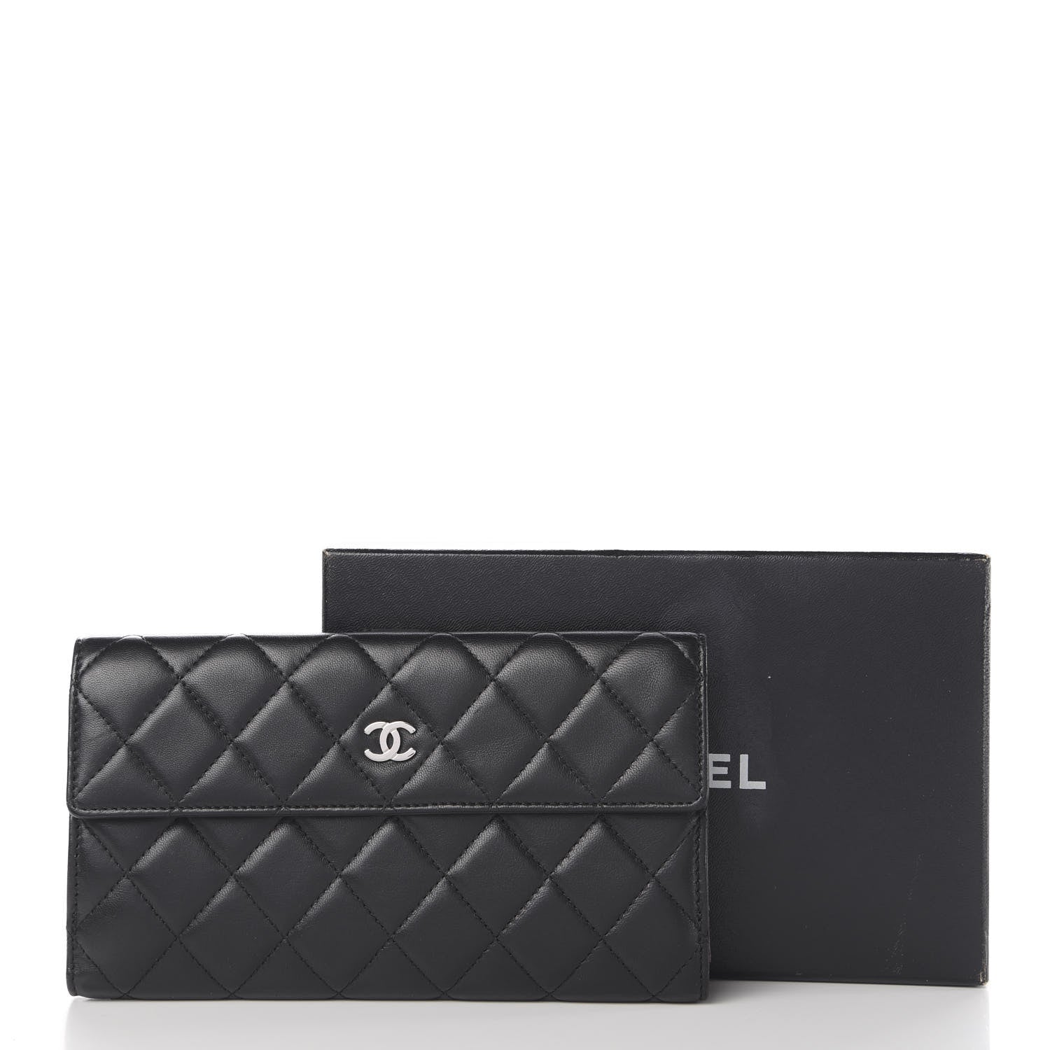Chanel Lambskin Quilted Long Flap Wallet Black 9 of 9
