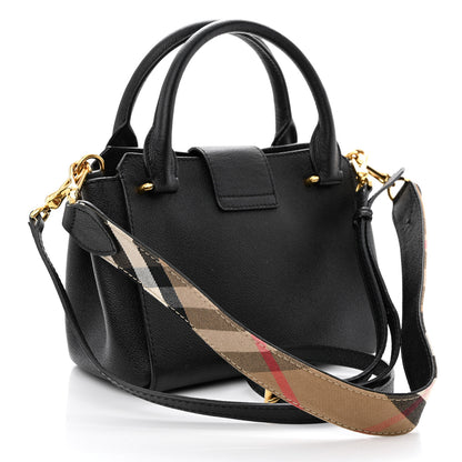 Burberry Soft Grain Calfskin Small Buckle Tote Black 3 of 16