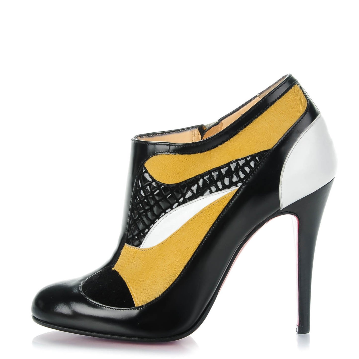 Pony Hair Calfskin JS 100 Patchwork Booties 36.5 Multi Gold