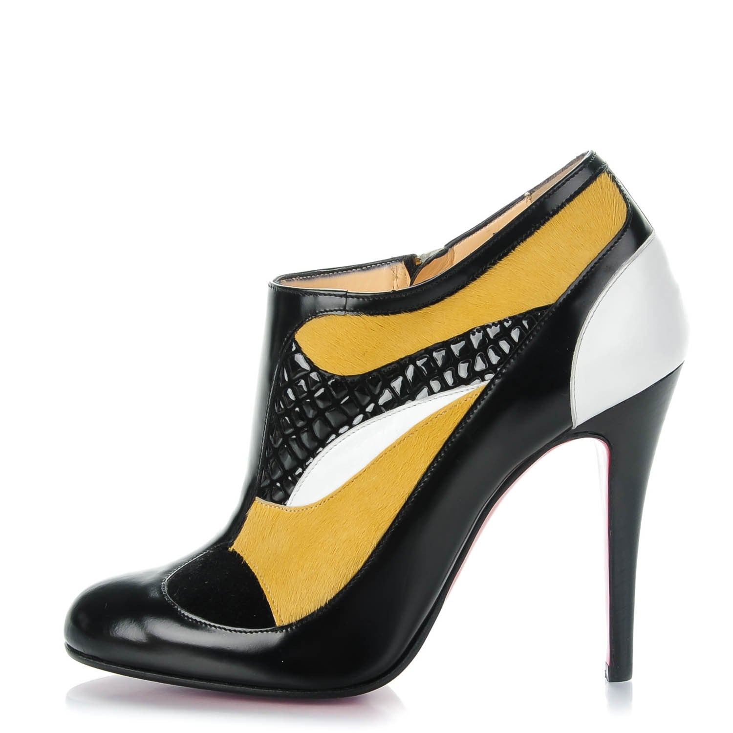 Christian Louboutin Pony Hair Calfskin JS 100 Patchwork Booties 36.5 Multi Gold 1 of 7