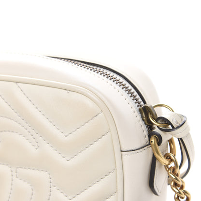 Gucci Calfskin Matelasse Mini GG Marmont Chain Shoulder Bag White 11 of 16