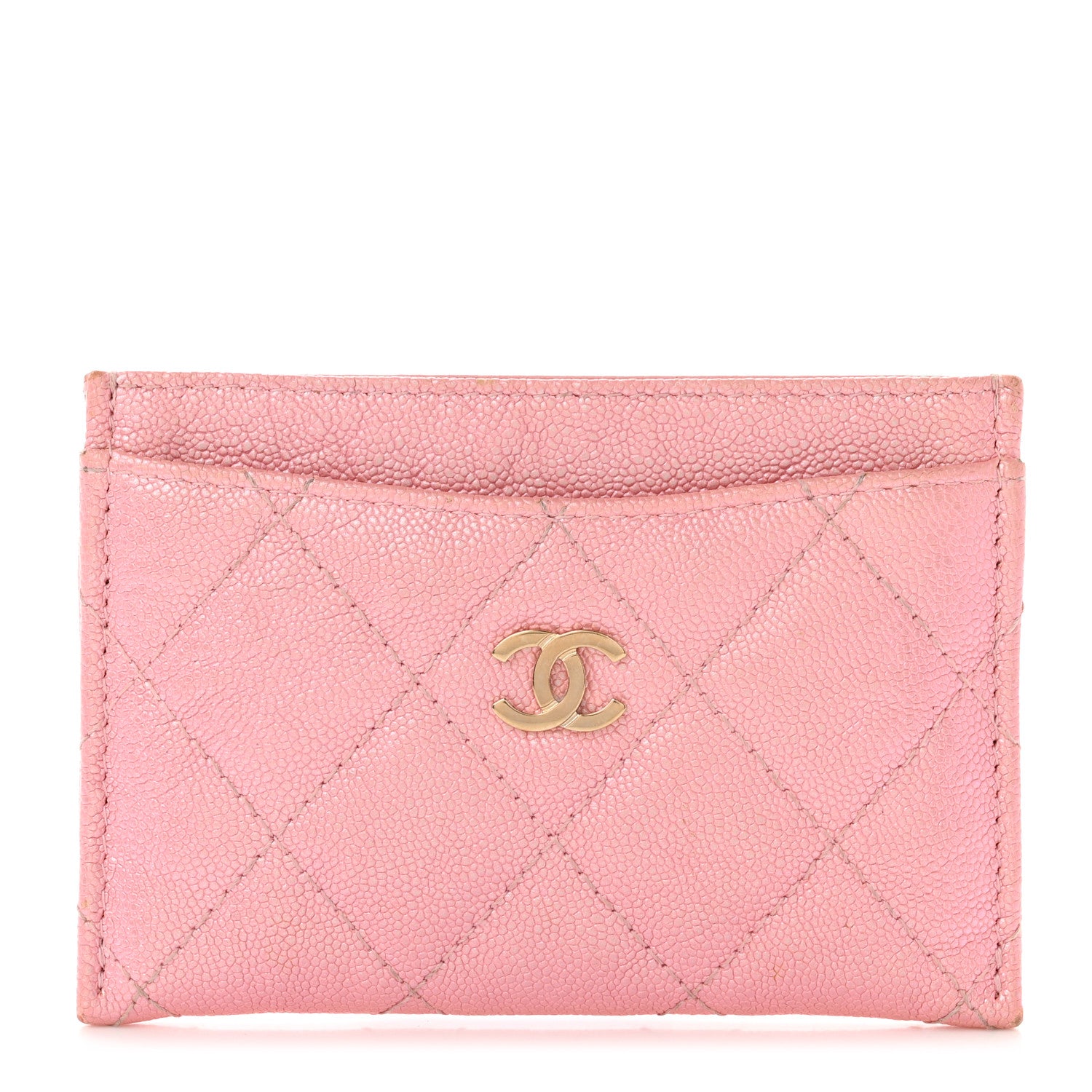 Chanel Iridescent Caviar Quilted Card Holder Rose Pink 1 of 9