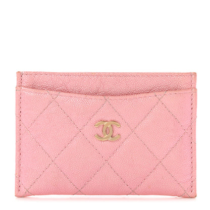 Chanel Iridescent Caviar Quilted Card Holder Rose Pink 1 of 9
