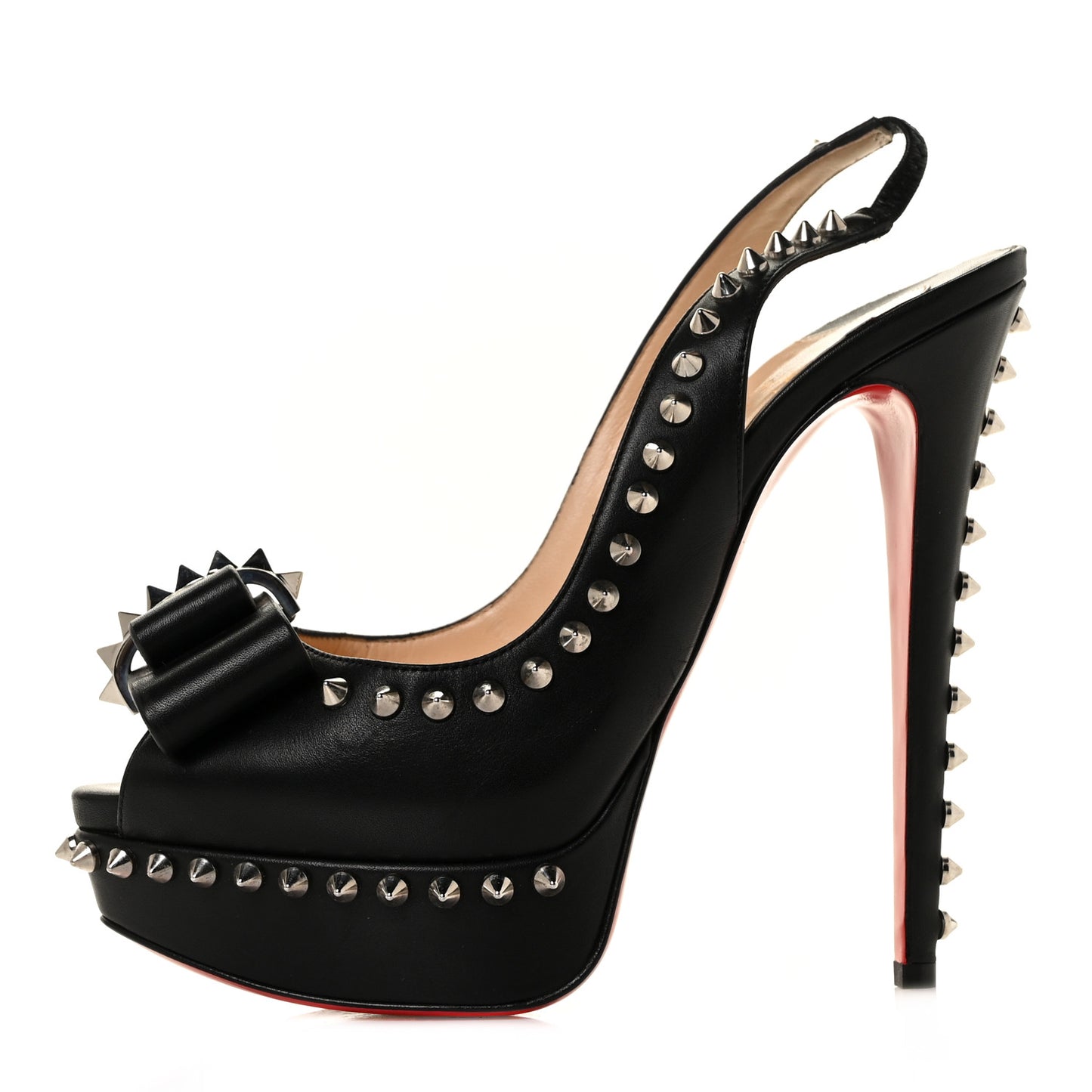 Calfskin Lady Clou Spikes VIP 150 Pumps 38.5 Black