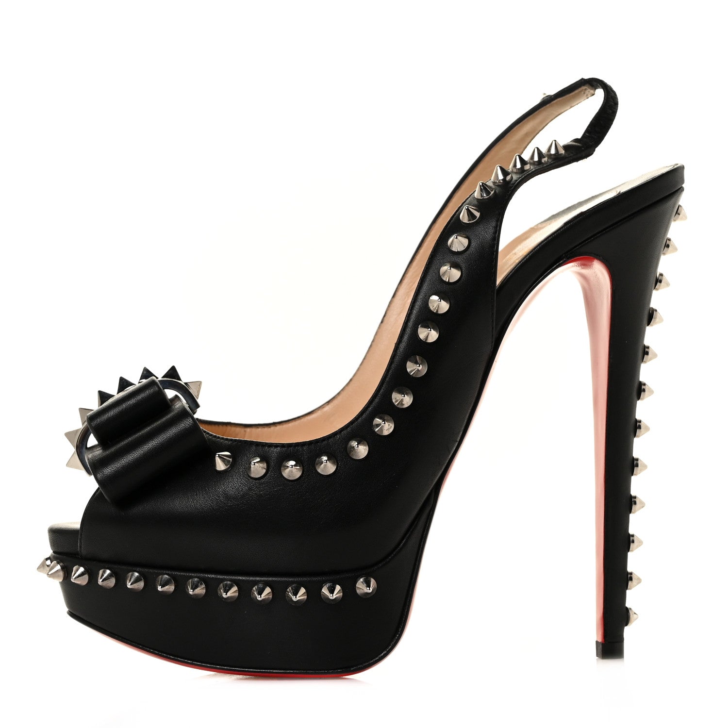 Christian Louboutin Calfskin Lady Clou Spikes VIP 150 Pumps 38.5 Black 1 of 9