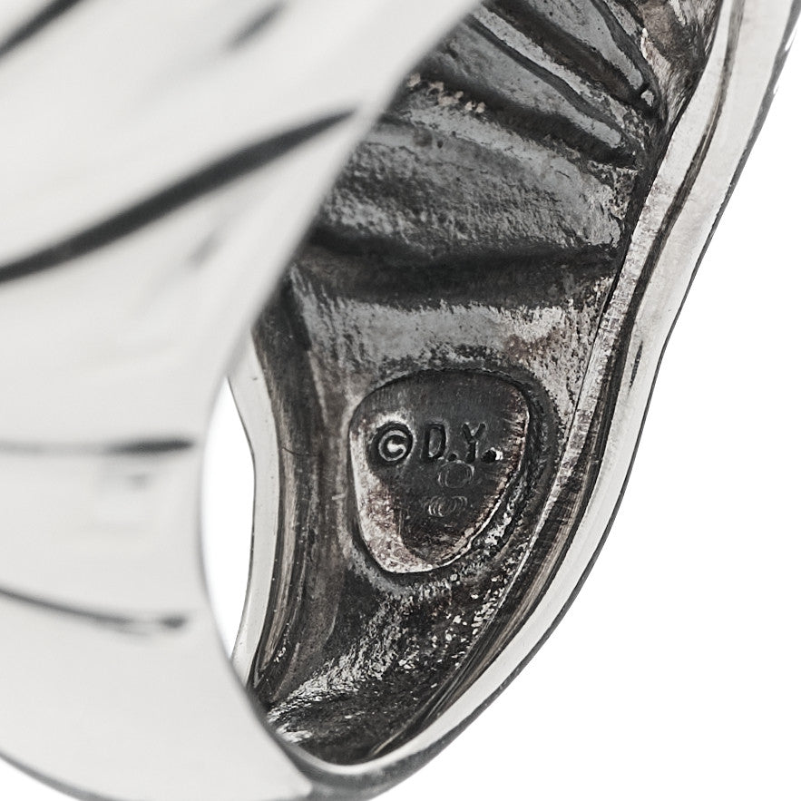 Sterling Silver Diamond Sculpted Cable Ring 52 6