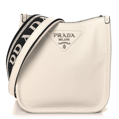 Prada Vitello Daino Soft Mini Hobo Messenger Bag White 1 of 9