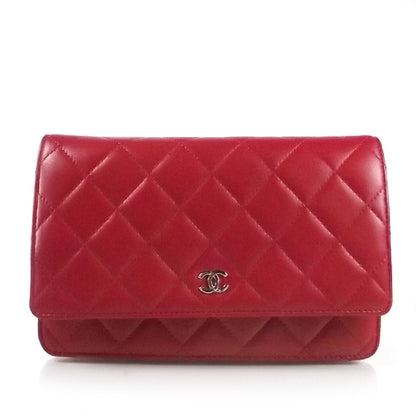 Chanel Lambskin Quilted Wallet On Chain Red 1 of 8