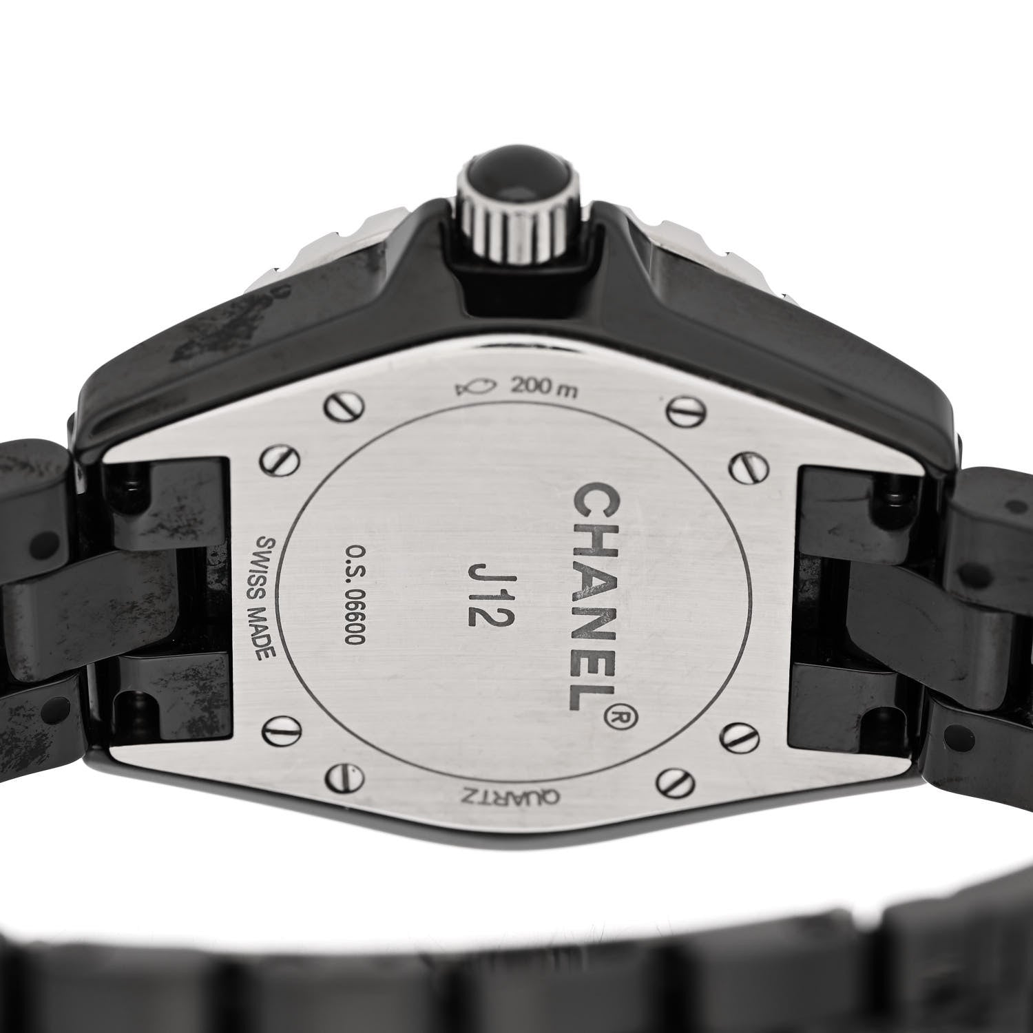 Chanel Stainless Steel Ceramic Diamond 33mm J12 Quartz Watch Black 4 of 6