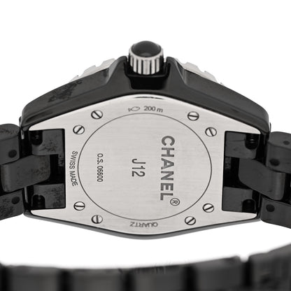 Chanel Stainless Steel Ceramic Diamond 33mm J12 Quartz Watch Black 4 of 6