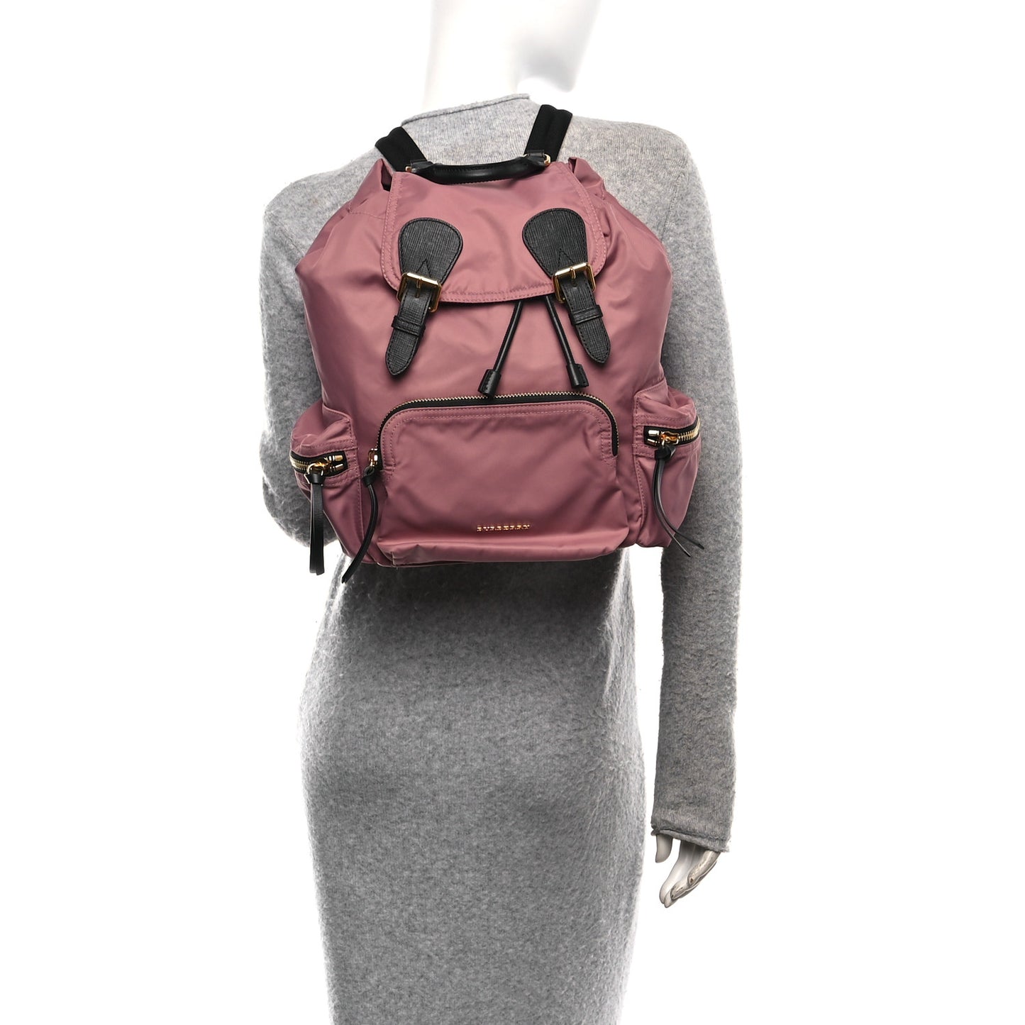 Nylon Medium Rucksack Backpack Mauve Pink