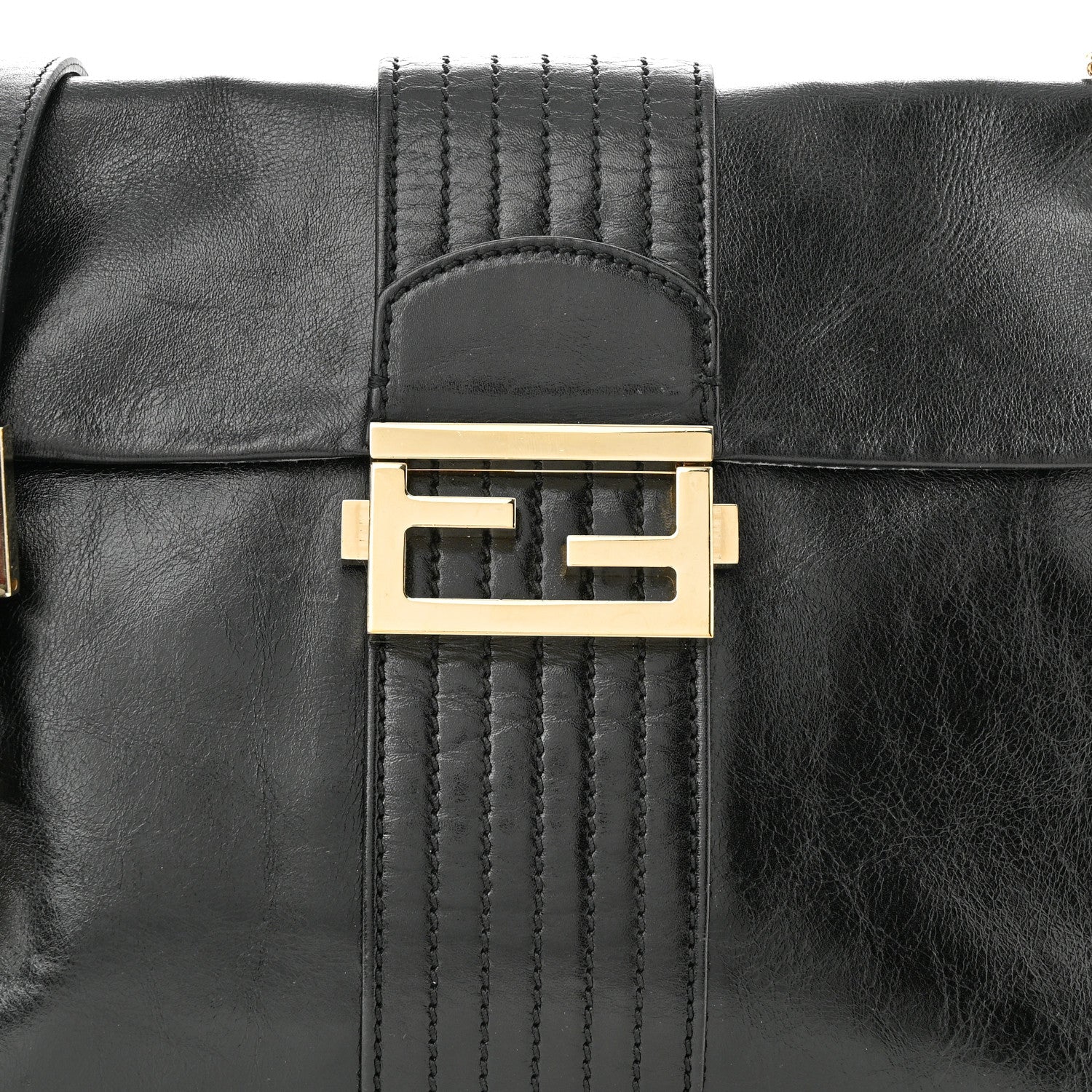 Fendi Vitello Acqua Maxi Baguette Shoulder Bag Black 7 of 10