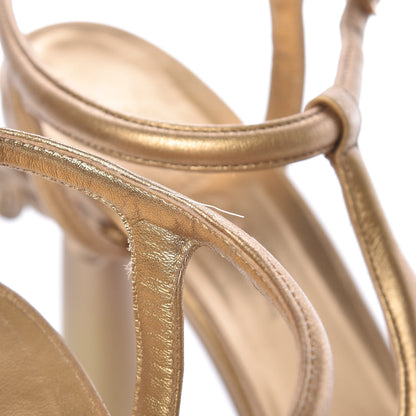 Chanel Laminated Lambskin Parthenon Platform Sandals 40.5 Gold 13 of 15