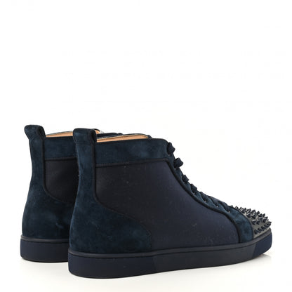 Christian Louboutin Nylon Suede Calfskin Mens Louis Spikes Flat Sneakers 45.5 Blue 4 of 11