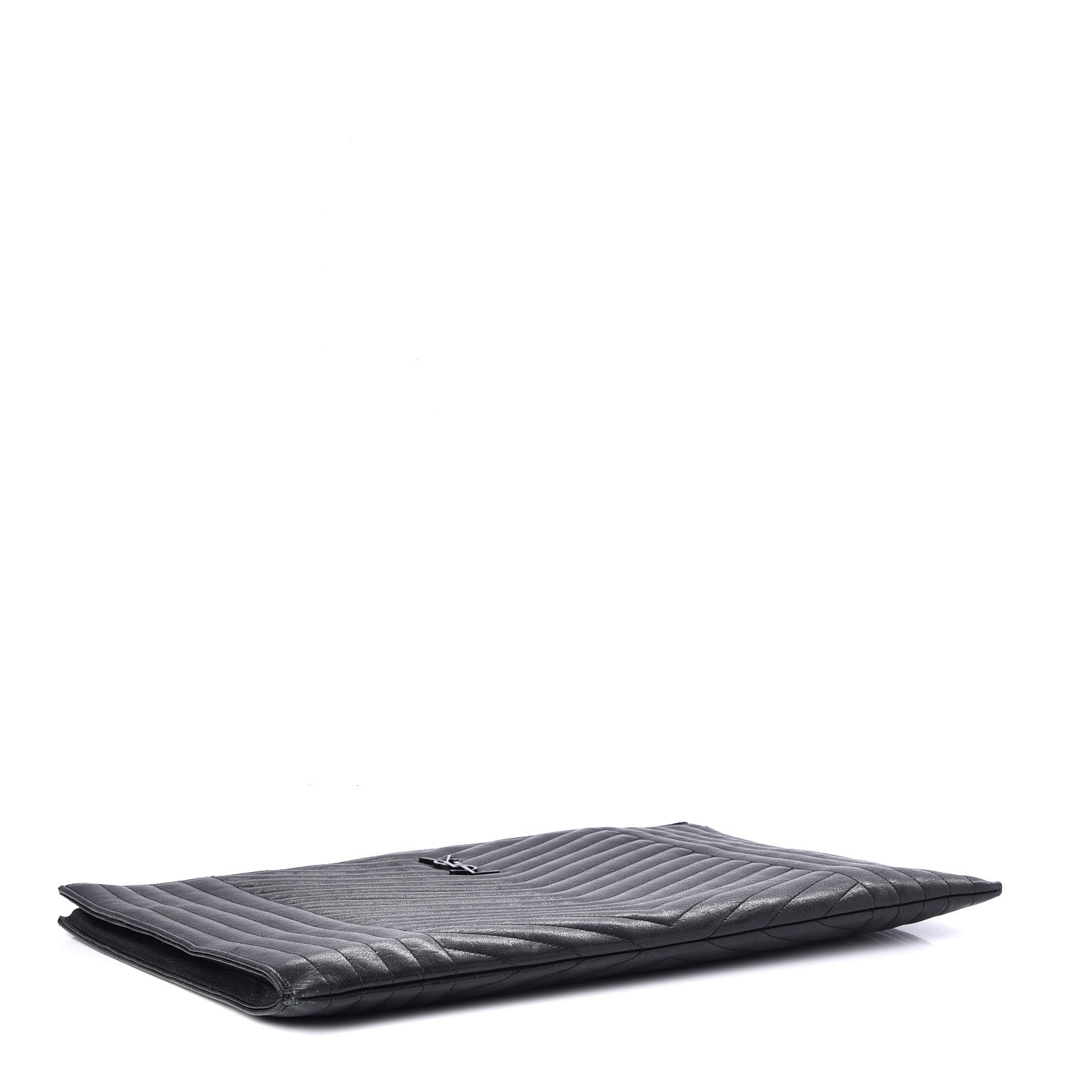 Saint Laurent Lambskin Mixed Matelasse Classic Monogram Zipped Document Holder Black 4 of 8