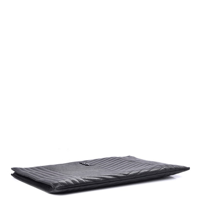 Saint Laurent Lambskin Mixed Matelasse Classic Monogram Zipped Document Holder Black 4 of 8