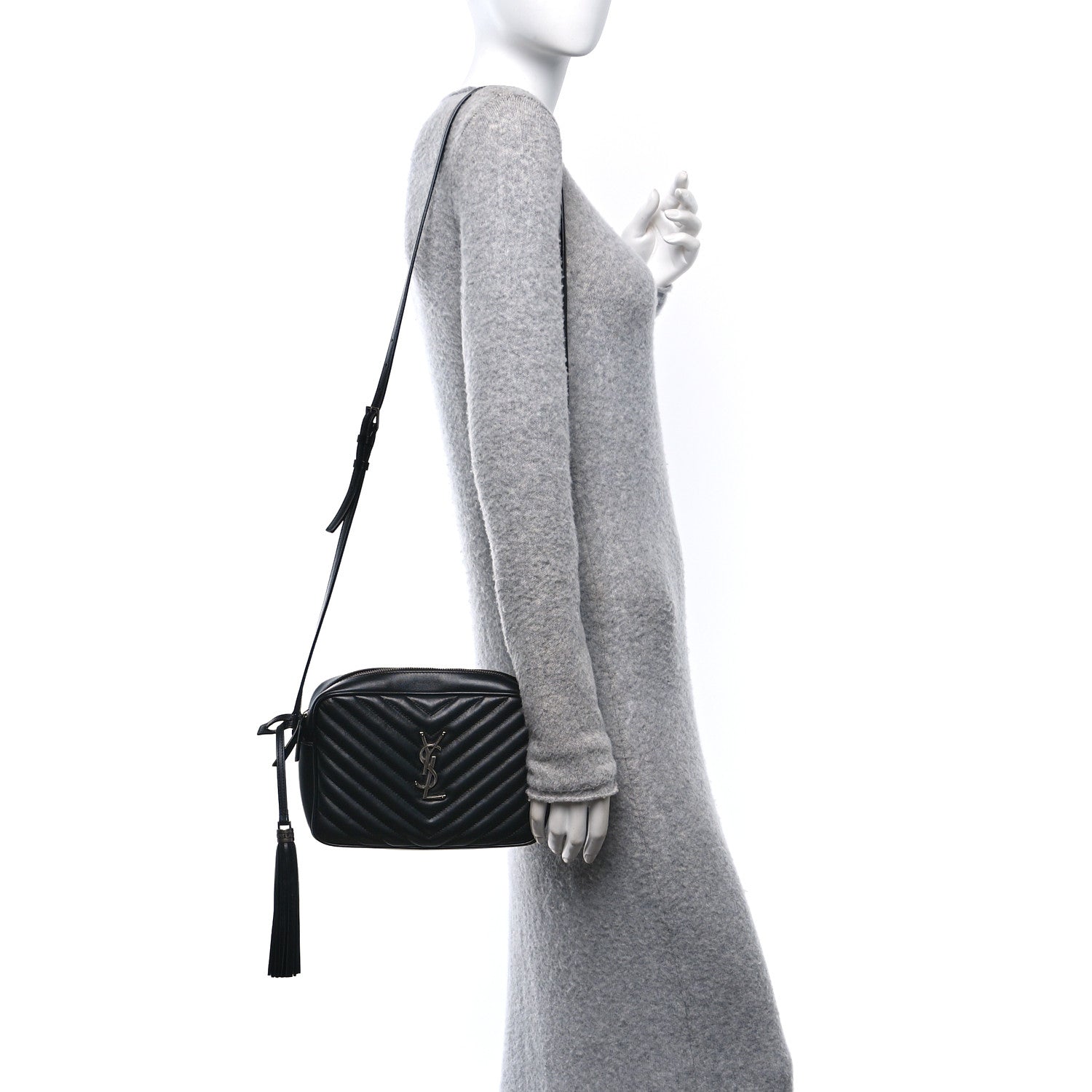 Saint Laurent Calfskin Matelasse Monogram Lou Camera Bag Black 2 of 9