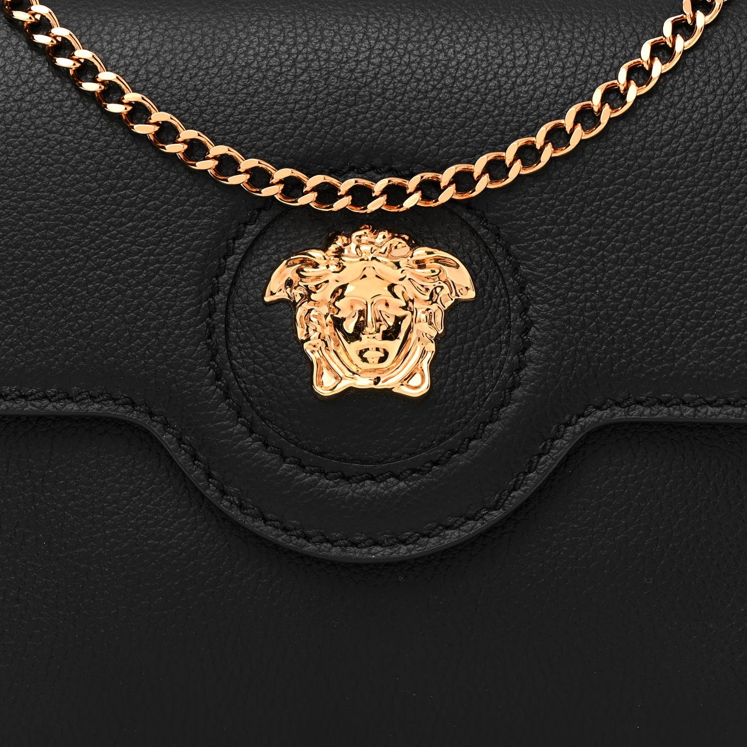 Versace Grained Calfskin La Medusa Chain Crossbody Bag Black 7 of 11