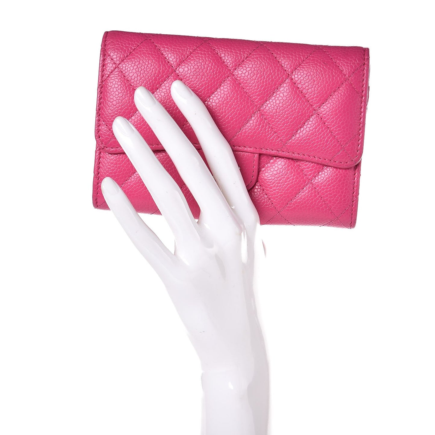 Caviar Quilted Small Flap Wallet Pink