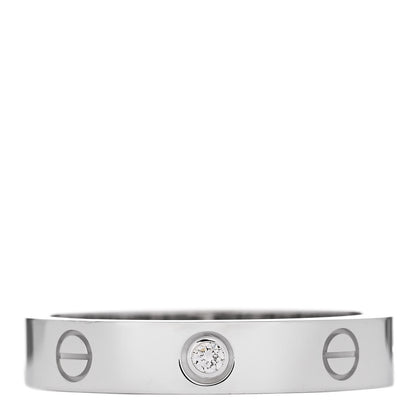 Cartier 18K White Gold Diamond 4mm LOVE Wedding Band Ring 57 8 1 of 5