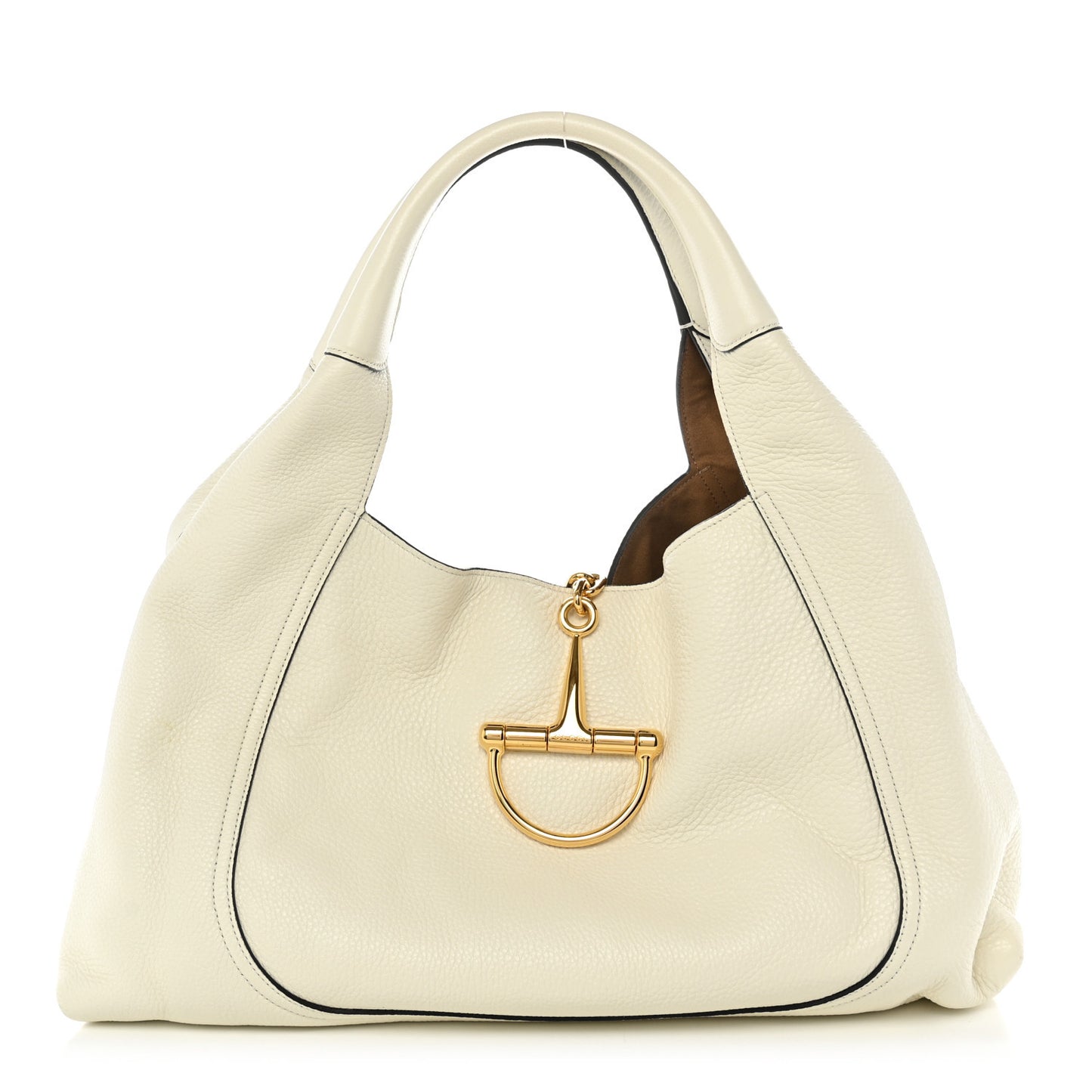 Grained Calfskin Softbit Maxi Shoulder Bag Dusty White