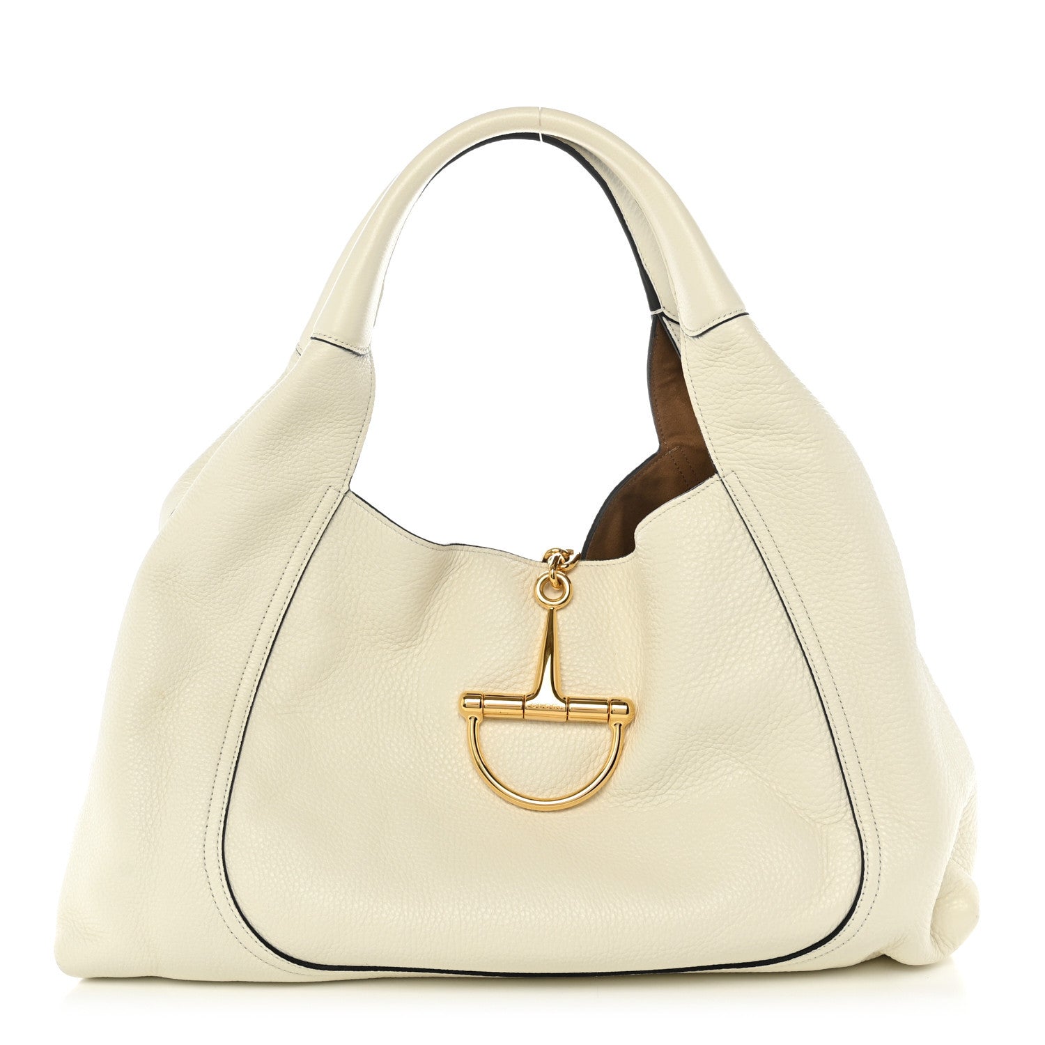 Gucci Grained Calfskin Softbit Maxi Shoulder Bag Dusty White 1 of 9