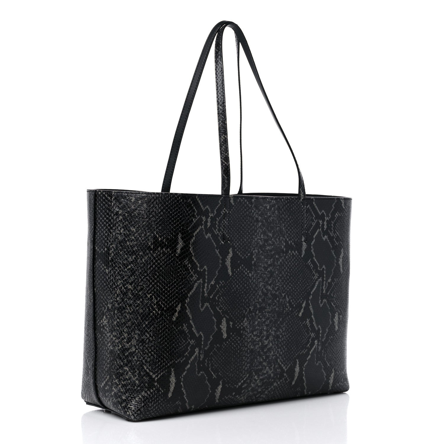 Jimmy Choo Snakeskin Embossed Calfskin JC Tote Anthracite 3 of 11
